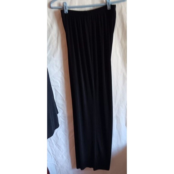 Quacker Factory 2 Pc Outfit Top & Pants L Black Rhinestone Trim Liquid Gold New - Picture 6 of 8